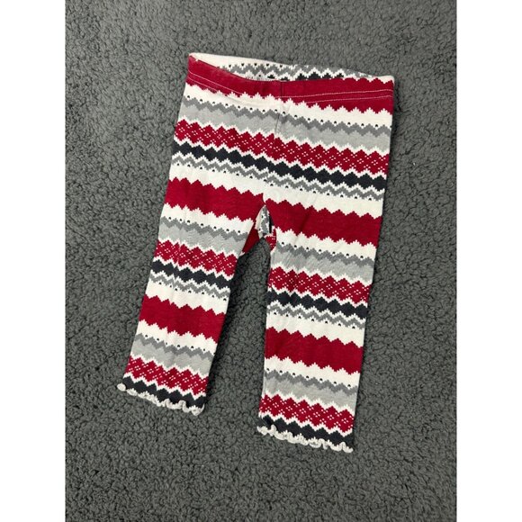 Gymboree Baby Girls Knit Leggings 6-12 Months Red & Gray Zigzag Pattern Holiday - Picture 3 of 5